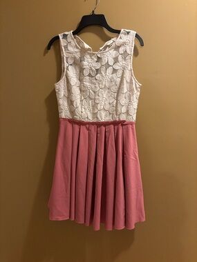 ⭐️⭐️Altard State Floral Lace Bodice Pink Skater Dress